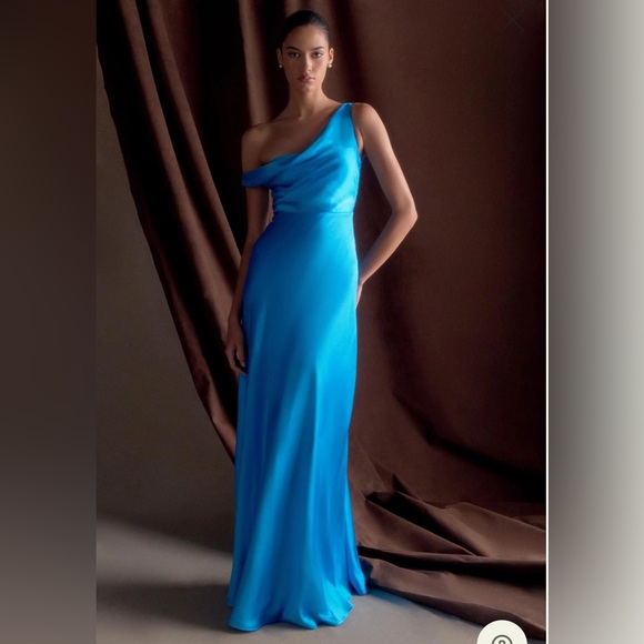 Meshki Jacinta One Shoulder Maxi Dress - Cyan - Picture 1 of 7